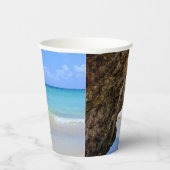 トロピカルビーチ海岸と大きな岩 紙コップ (右)