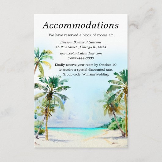 トロピカルビーチ目的地ウェディング宿泊施設 エンクロージャーカード (正面)
