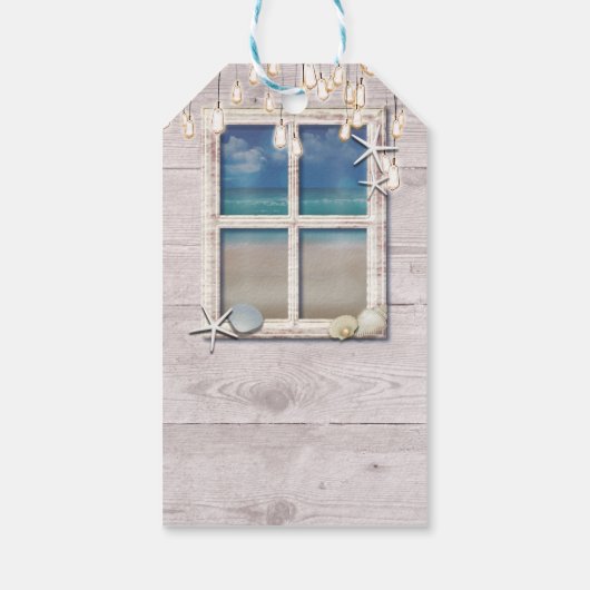 トロピカルビーチ窓白木海岸エレガント ギフトタグ (裏面)