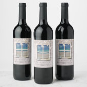 トロピカルビーチ窓白木海岸結婚の ワインラベル (ボトル)