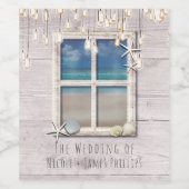 トロピカルビーチ窓白木海岸結婚の ワインラベル (シングルラベル)