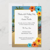 トロピカルビーチ素晴らしい誕生日ハイビスカスカクテル 招待状 (裏面)