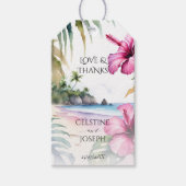トロピカルビーチ結婚の手のひら感謝していのあなたの好意 ギフトタグ (正面)