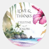 トロピカルビーチ結婚の手のひら感謝していのあなたの好意 ラウンドシール (正面)