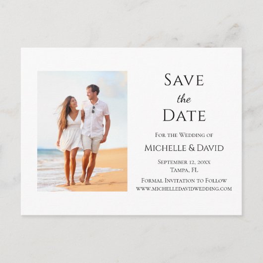 トロピカルビーチ結婚式エレガントの日付の保存 案内ポストカード (正面)