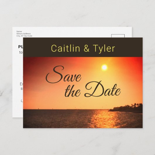 トロピカルビーチ結婚式サンセットザデイト 案内ポストカード (正面/裏面)