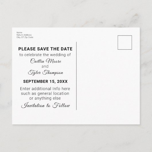 トロピカルビーチ結婚式サンセットザデイト 案内ポストカード (裏面)