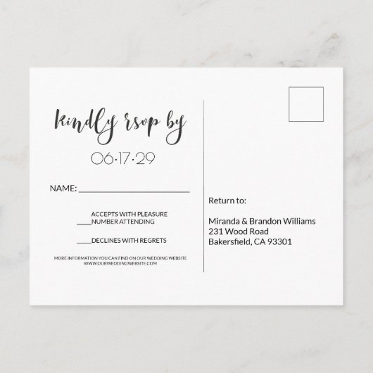 トロピカルビーチ結婚式ヒトシェルRSVP 案内ポストカード (裏面)