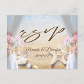 トロピカルビーチ結婚式ヒトシェルRSVP 案内ポストカード (正面)