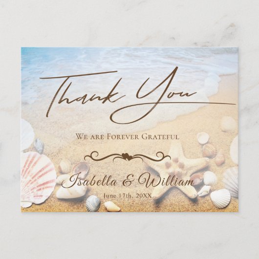 トロピカルビーチ結婚式ヒトデありがとう ポストカード (正面)