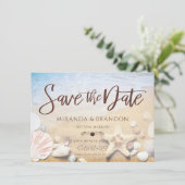 トロピカルビーチ結婚式ヒトデSave the Date Card セーブザデート (スタンド正面)