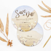 トロピカルビーチ結婚式ヒトデSave the Date Card セーブザデート