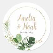 トロピカルビーチ結婚式フェイスステッカー ラウンドシール (正面)