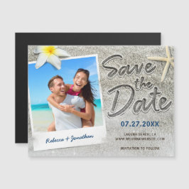 トロピカルビーチ結婚式レトロ写真Save the Date マグネット招待状