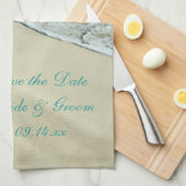 トロピカルビーチ結婚式保存日 キッチンタオル (四つ折り)