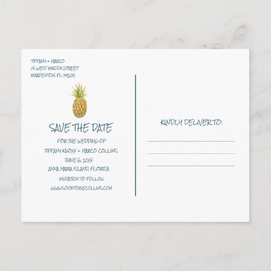 トロピカルビーチ結婚式保存日 案内ポストカード (裏面)