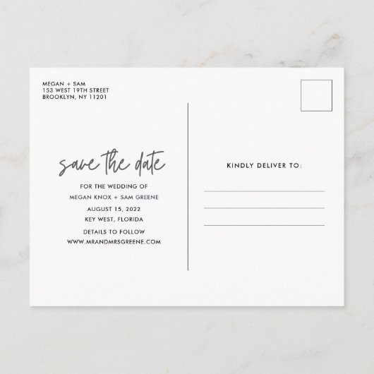 トロピカルビーチ結婚式保存日 案内ポストカード (裏面)