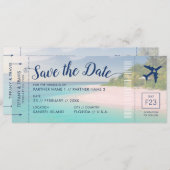 トロピカルビーチ結婚式搭乗券セーブザデート 案内状 (正面/裏面)