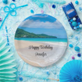 トロピカルビーチ風光明媚な写真誕生日 ペーパープレート (パーティー)