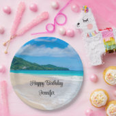 トロピカルビーチ風光明媚な写真誕生日 ペーパープレート (パーティー)