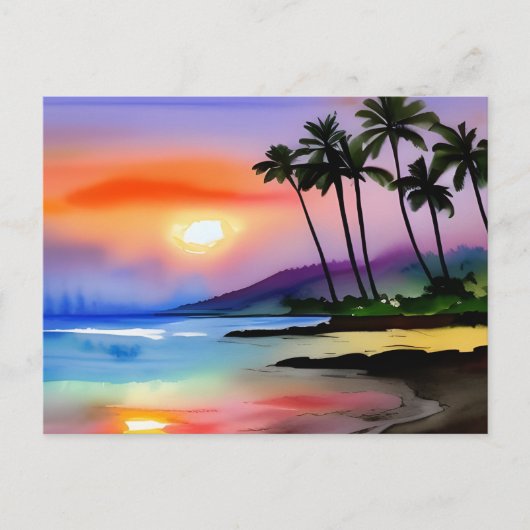 トロピカルビーチ風光明媚な水の色はがき ポストカード (正面)