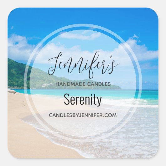 トロピカルビーチ風景写真キャンドル事業 スクエアシール (正面)