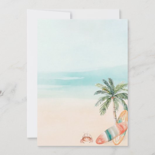 トロピカルビーチ1th Birthday Timeカプセルノートカード 招待状 (裏面)