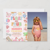 トロピカルビーチ4歳の誕生日フォト「Float Into Four」 招待状 (正面)