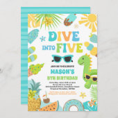 トロピカルビーチ5歳誕生日パーティーにダイブ 招待状 (正面/裏面)