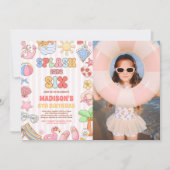 トロピカルビーチ6歳の誕生日フォト 招待状 (正面)