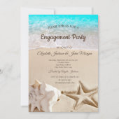 トロピカルビーチ・ウェディング,ヒトデ,貝殻エンゲージメント 招待状 (正面)