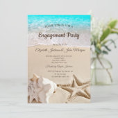 トロピカルビーチ・ウェディング,ヒトデ,貝殻エンゲージメント 招待状 (スタンド正面)