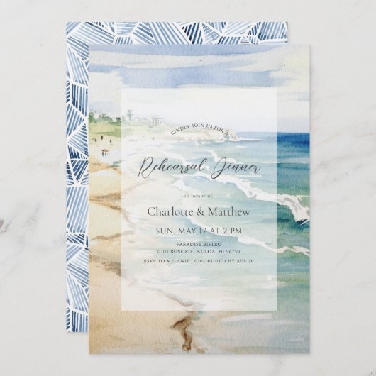 トロピカルビーチ オーシャン シー リハーサル ディナー 招待状 (正面/裏面)
