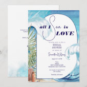 トロピカルビーチ　オール・アイ・シー・イズ・ラブ　ブライダルシャワー 招待状 (正面/裏面)