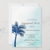トロピカルビーチ、グリッターブルーパームズ婚約 招待状 (正面)