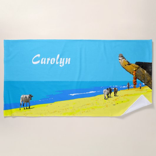 トロピカルビーチ,ゴア,インド,あなたの名前 ビーチタオル (正面)