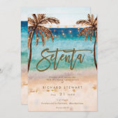 トロピカルビーチ サマー 70歳の誕生日パーティー招待状 招待状 (正面/裏面)