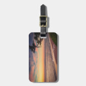 トロピカルビーチ、サンセット、パーム ラゲッジタグ (正面縦)