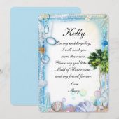 トロピカルビーチ シェル ウェディング メイド オブ オナー 招待状 (正面/裏面)