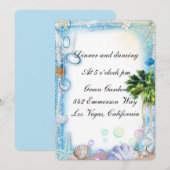 トロピカルビーチ シェル ウェディング レセプション カード (正面/裏面)