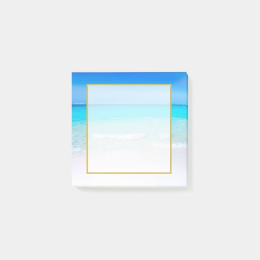 トロピカルビーチ、ターコイズ海とオーバーレイ ポストイット (正面)