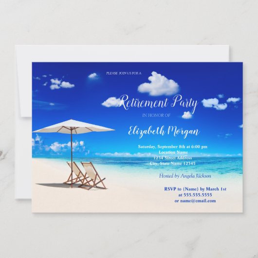 トロピカルビーチ,チェアサンドクラウドリタイアメントパーティー 招待状 (正面)