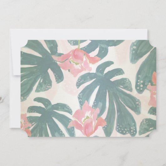 トロピカルビーチ ハイビスカス パームリーフ   返信 招待状 (裏面)