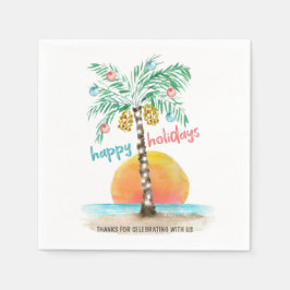 トロピカルビーチ・パームツリーのクリスマス スタンダードカクテルナプキン