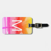 トロピカルビーチ&パームツリーイニシャルピンク/オレンジ ラゲッジタグ (正面横)