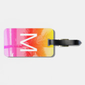 トロピカルビーチ&パームツリーイニシャルピンク/オレンジ ラゲッジタグ (裏面横)