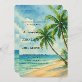トロピカルビーチ パームツリー デスティネーション ウェディング 招待状