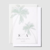トロピカルビーチ パームツリー ミニマリスト ベラム紙招待状 (オフセット)
