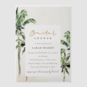 トロピカルビーチ パームツリー 水彩 結婚前お披露目 ベラム紙招待状 (正面)