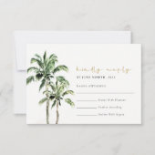 トロピカルビーチ パームツリー 水彩 結婚式 RSVP (正面)